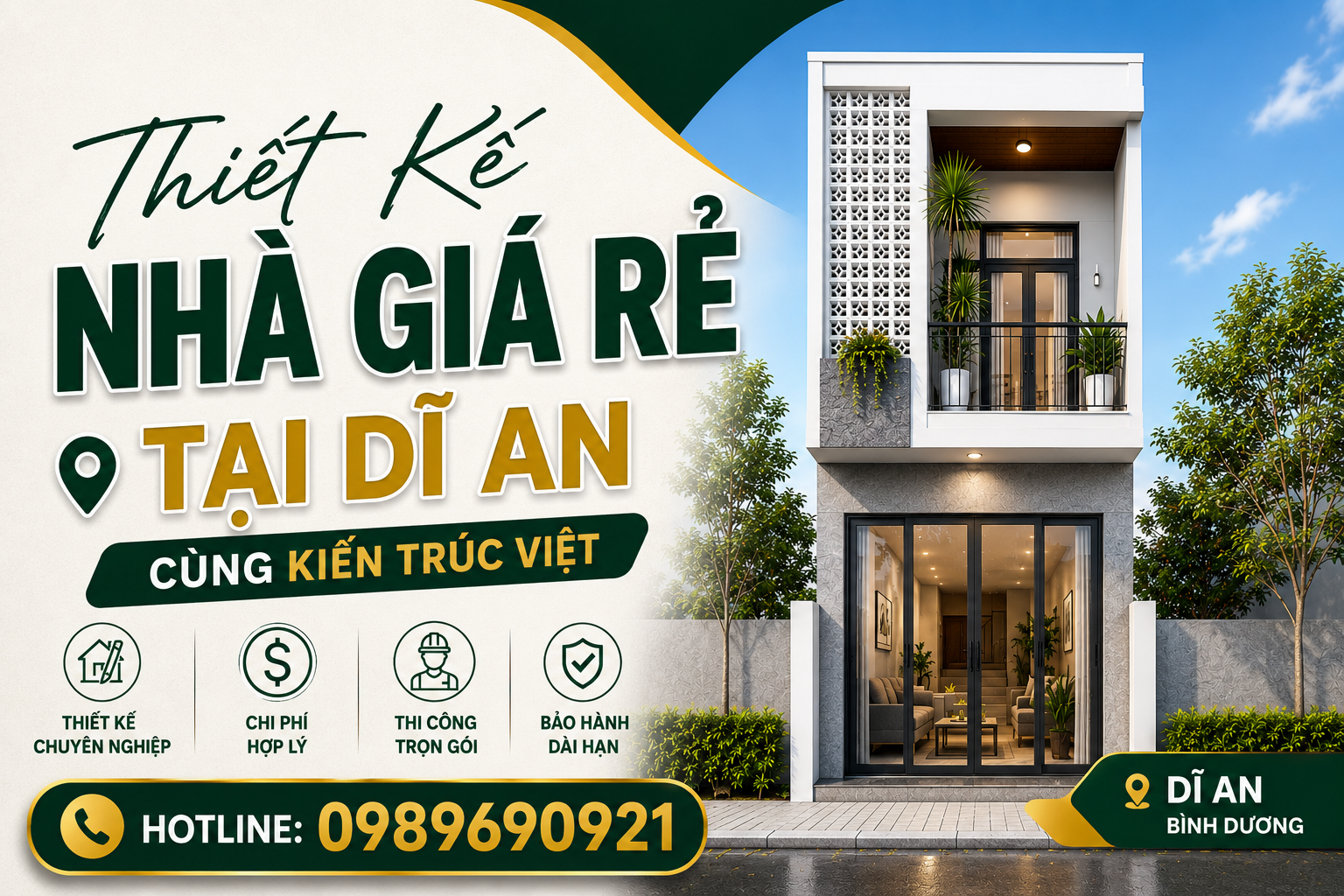 Thiết Kế Nhà Giá Rẻ Tại Dĩ An Cùng Kiến Trúc Việt