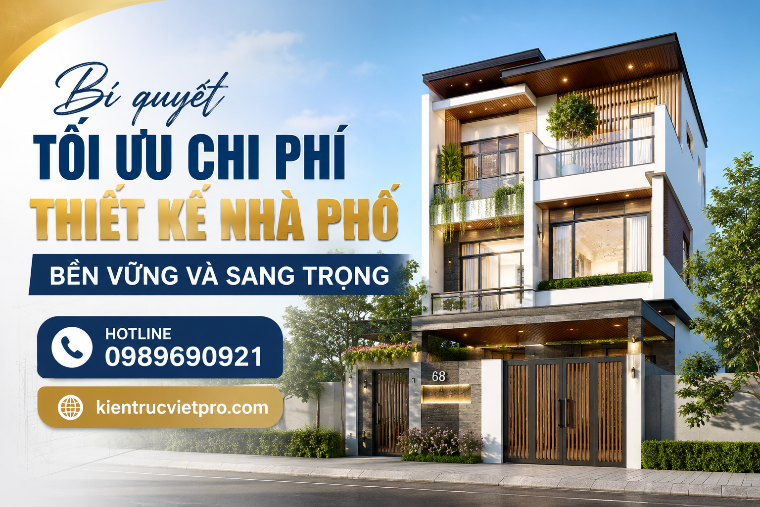 Mẫu thiết kế nhà phố 3 tầng hiện đại sang trọng tối ưu công năng và chi phí