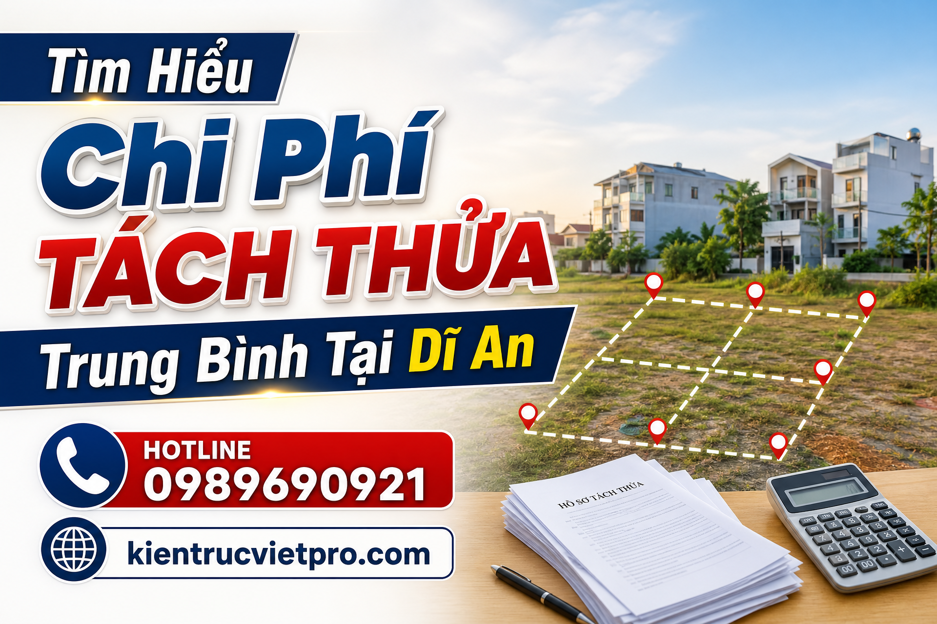 Bản đồ phân lô đất nền và chi phí tách thửa tại Dĩ An minh họa trực quan