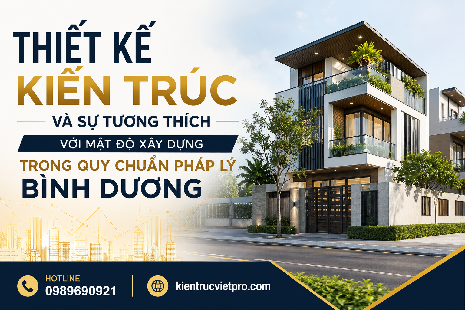 Thiết kế kiến trúc nhà phố hiện đại tuân thủ mật độ xây dựng tại Bình Dương