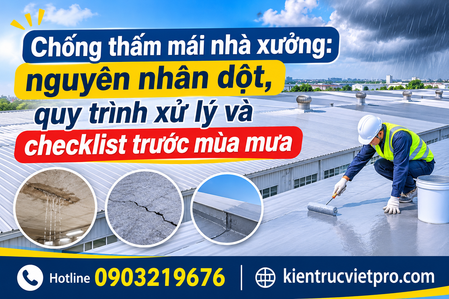 Chống thấm mái nhà xưởng: nguyên nhân dột, quy trình xử lý và checklist trước mùa mưa